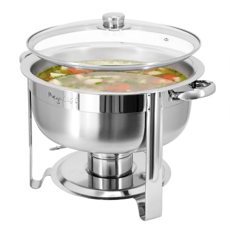 MegaChef 7.9 Quart Round Stainless Steel Professional Chafing Dish/Food Warmer/Buffet Server Serving Trays