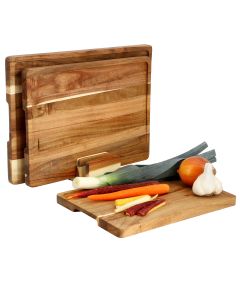 MegaChef 3 Piece Acacia Wood Cutting Board Set with Base