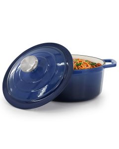 MegaChef 2.7 Quart Round Enameled Cast Iron Casserole in Gradient Dark Blue