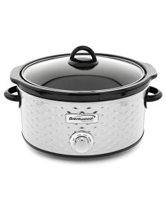 Brentwood Scallop Pattern 4.5 Quart Slow Cooker in Stainless Steel